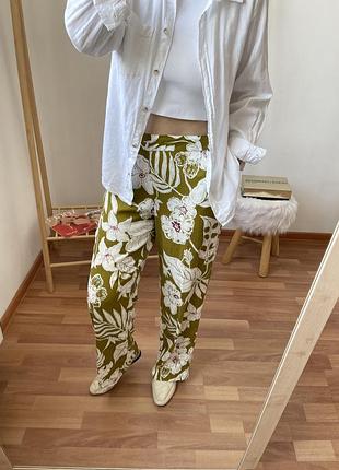 Zara лляні брюки в квіти 3