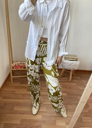 Zara лляні брюки в квіти 4