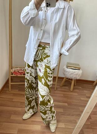 Zara лляні брюки в квіти 8