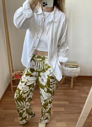 Zara лляні брюки в квіти