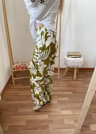 Zara лляні брюки в квіти 5