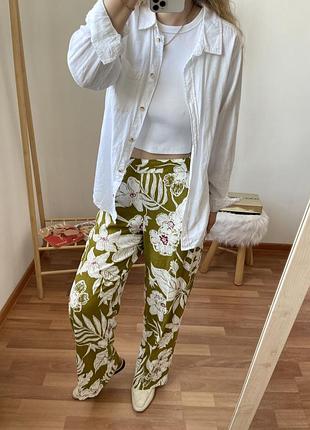 Zara лляні брюки в квіти 2