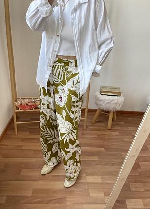 Zara лляні брюки в квіти 6