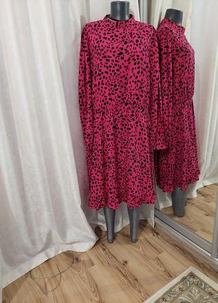 Вискозное с объемными рукавами платье 👗