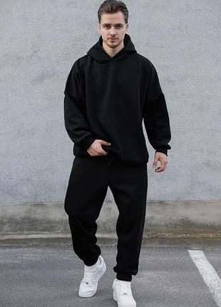 Чоловічий спортивний костюм на флісі without miror black