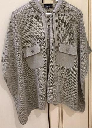 Нове.худі на блискавку monari italy oversized perforated zip cotton hoodie deep beige with soft silver sparkle