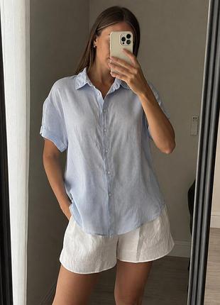 Сорочка жіноча h&m блакитна з коротким рукавом