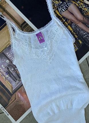 Жіноча термомайка в рубчик з мереживом white snowdrop thermal, р. m