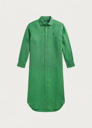 Жіноча сорочка-плаття polo ralph lauren зелена лляна