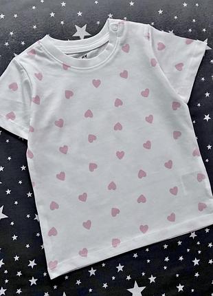 Футболка з сердечками на зріст 80 см , h&m