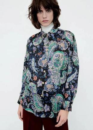 Сорочка жіноча zara шовкова з візерунком