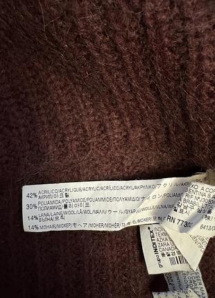 Шерстяний вкорочений светр zara knit з мохером (бордовий / марсала), розмір s 5