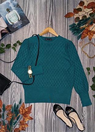 Тонкий светр із віскози в ромб кольору морської хвилі m&s collection #4691