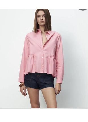 Рожева сорочка блуза блузка зара zara