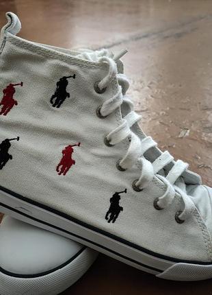 Жіночі високі кеди polo ralph lauren hamplyn з парусини.
