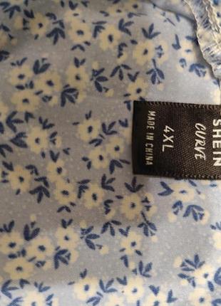 Коротка жіноча сукня shein curve з квітковим принтом, розмір 4xl, блакитна