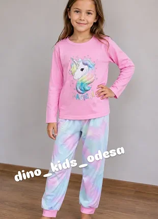 Флисовая пижама на девочку пижамка primark