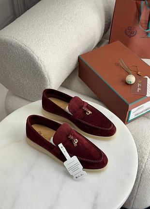 Женские марсала бордовые лоферы лоро пиана loro piana lp люкс премиум бренд