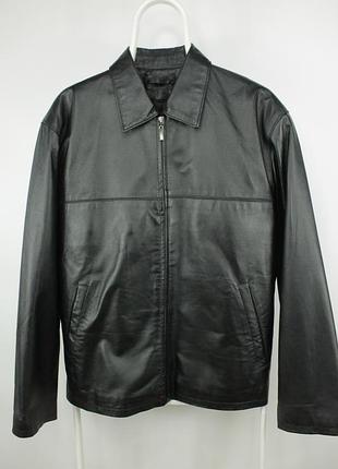 Класична шкіряна куртка trapper black leather jacket men's