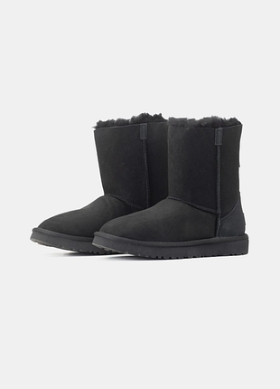 Женские угг черные замшевые с молнией suede zip ugg black