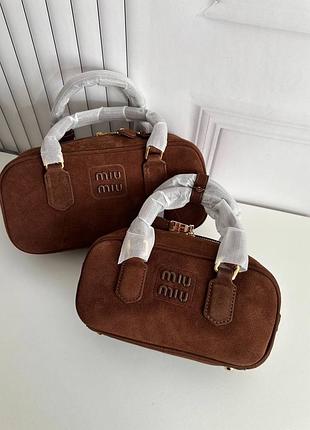 🤎💎miu miu premium брендовая сумочка натуральная замша шоколад премиум люкс