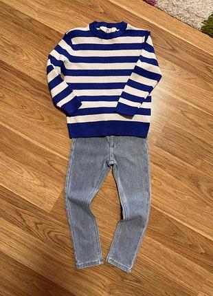 Zara джинси джегінси і h&m светр в смужку 4 р