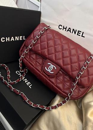 Сумка chanel бордова стьобана
