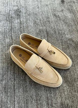 Женские бежевые лоферы лоро пиана loro piana ір люкс премиум бренд