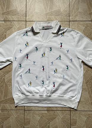 Поло vintage one up golf polo shirt all over print golfer v neck made in uk men’s l