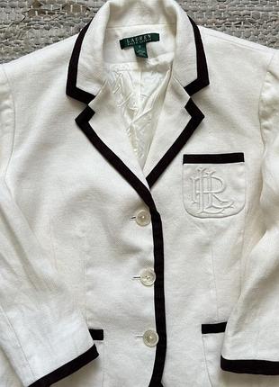 Піджак жіночий ralph lauren вінтажний, молочного з коричневою окантовкою