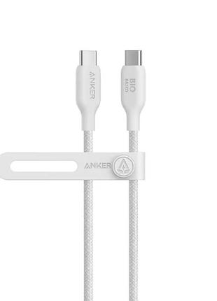 Кабель anker 240w 544 bio-based type-c to type-c 5a 1.8m (a80f6p21)  white
