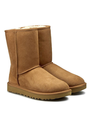 Женские угги замшевые средние рыжи ugg classic short chestnut