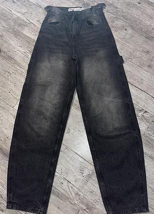 Джинси жіночі bershka baggy carpenter графітові, розмір 34