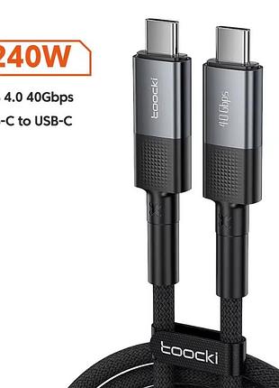 Кабель toocki 240w usb4.0 type-c to type-c 40gbps 8k@60hz 1m (tq-x67a / txctt1-gs0g) gray