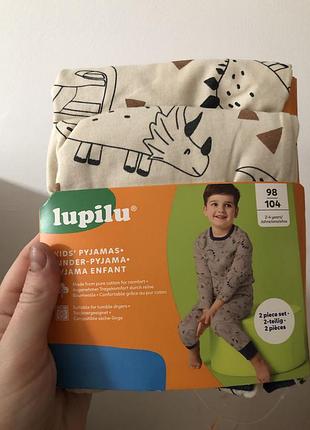 Новая пижама нова піжама lupilu хлопчик динозавр мальчик 3 4 5 6 років