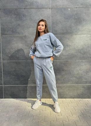 Костюм спортивний жіночий 42-48 тринитка на флісі сірий мод. 138