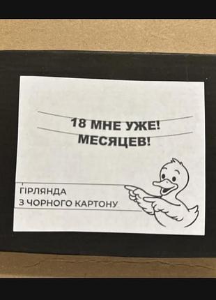Гірлянда з чорного картону «18 мне уже! месяцев!» на 1,5 року