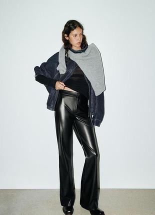 Кожаные штаны zara кожаные брюки штани з екошкіри zara штани брюки з екошкіри шкіряні кльош zara