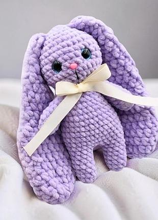 Вязаная игрушка лавандовый зайчик ушах, ручная работа