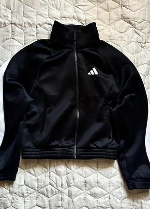 Жіноча спортивна кофта adidas чорна з білими вставками