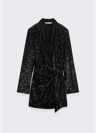 Вечірня сукня жіноча zara чорна в паєтки xs