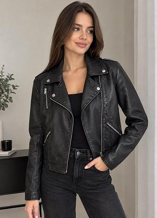 Куртка жіноча house brand косуха зі штучної шкіри чорна