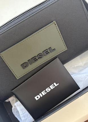 Гаманець diesel оригінал, натуральна шкіра, на блискавці, чорний з хакі