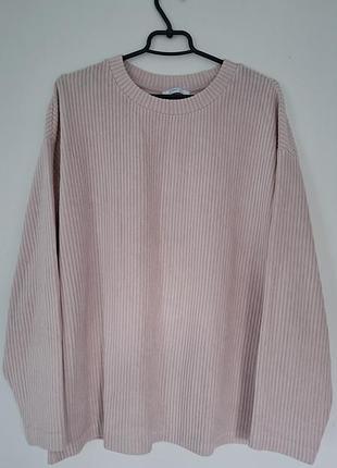 нежно-розовый фактурный джемпер zara в рубчик оверсайз (xl / l)