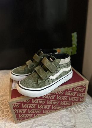 Кеди для підлітків vans зелені, 18 см устілка, замшеві