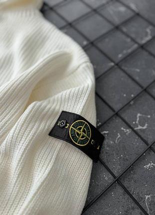 Мужская вязаная кофта свитер stone island white 5
