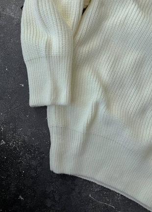 Мужская вязаная кофта свитер stone island white 6