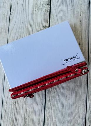 Кожаный женский красный кошелек verмari ( люкс ) 4