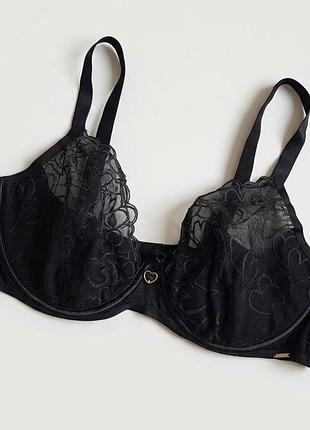 ​чорний мереживний бюстгальтер george entice 42dd / 95e / 95dd на кісточках