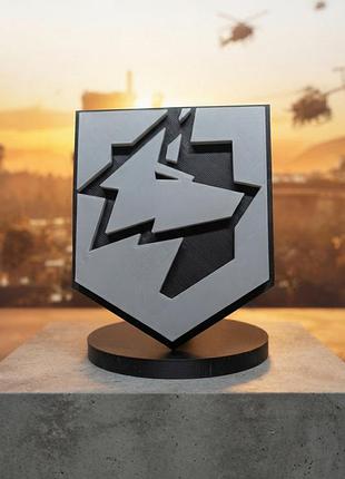 Настольная статуэтка эмблема wardogs / декоративная фигурка логотип из игры вардогс / геймерский мерч на подставке